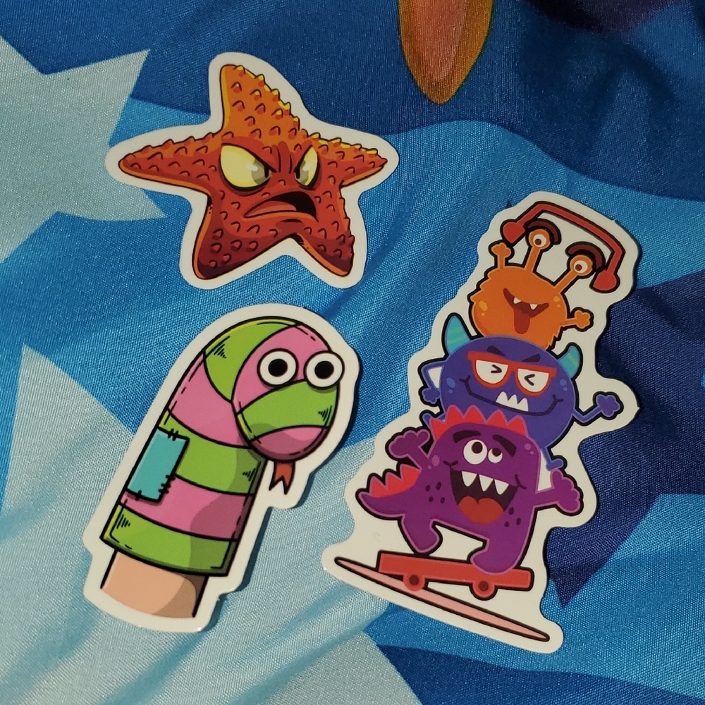 🌈FREE W/BUNDLE🌈 Set Of 3 Colorful Monster Cartoon Character Stickers